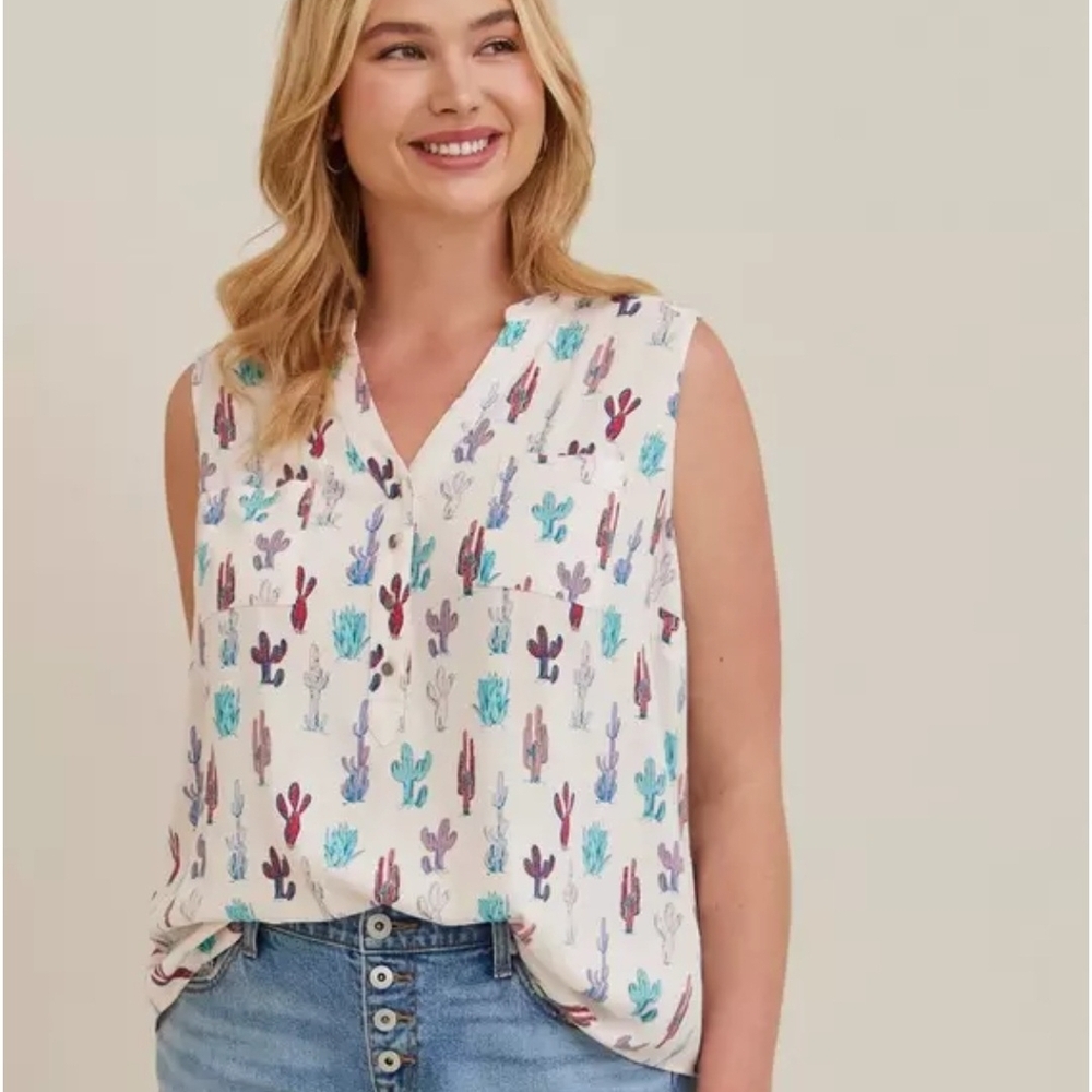 Torrid Harper Rayon Slub Pullover Sleeveless Top